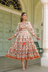 White Printed Fit & Flare Ethnic Dress